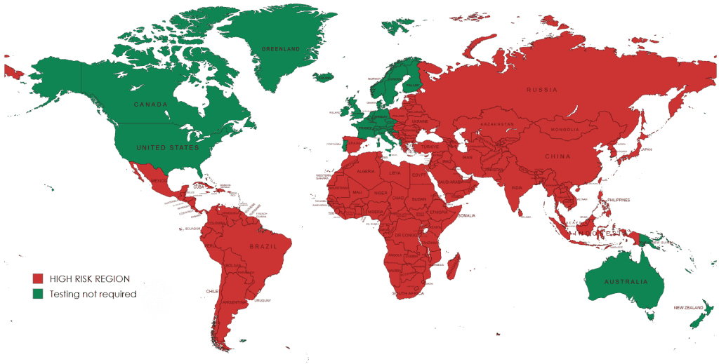 brucella map - high risk regions highlighted